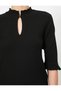 Women's Black Collar Detailed T-Shirt 0YAK13950OK - 5