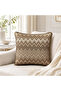 Imported Silk Velvet Chevron Patterned Brown Throw Pillow Cover 43X43Cm (Double Sided Pattern)