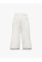 High Waist Cotton Comfortable Fit Button Detailed Wide Leg Pants - Wide Leg Jean - 4