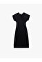 Wrap Fabric Textured Short Sleeve Long V Neck Dress - 4