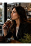 Teddy Bear Glass Cup for Cold Drinks, Frozen, Detox Cup 500 ml Black with Details and Straw - 3