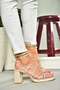 S282470509 Beige Thick Heeled Laced Women's Shoes - 3