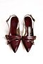 S518081208 Claret Red Patent Leather Low Heeled Women's Shoes - 2