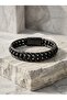Matte Onyx Stone Leather Cord and Steel Bracelet 6mm Men's Gift 01800 - 2