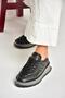 P555405603 Black Genuine Leather Sports Shoes Sneakers - 3