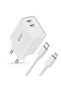 2xUSB-C PD + cablu Lightning 35W Alb - 2
