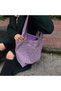 Purple Small Gingham Eco-Friendly Cloth Bag, Linen Arm and Shoulder Bag with Pocket, Unisex Shopping Bag - 5