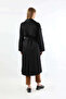 Asymmetrical Windbreaker Buttoned Trench Coat Black - 6