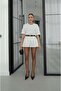 White Pleated Detailed High Waist Mini Shorts