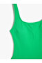 Basic Swimsuit U-Neck Strap Textured Covered - 8