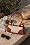 Women's Linen Tassel Detailed Zippered Hand and Shoulder Bag - 5