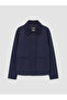 Navy blue embroidered collar girl's jacket