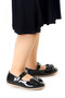 Silvery Patent Leather Velcro Sand Glitter Bow Girls' Ballerina Shoes - 3