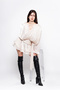 Shoulder Pad Jacquard Tulle Cream Dress - 7