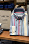 Men's Blue White Shirt Striped Long Sleeve Pocketless Oxford Fabric Wide Cut