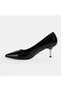 Women's Black Patent Leather Evening Dress Shoes with Metal Heel Detail - 3