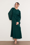 Abaya with Stone Embroidered Sleeves - Emerald - 2