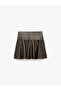 Flounce Bell Cut Faux Leather Mini Skirt - 3