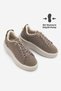 Women's Sneakers Thick Sole Gold Buckle Detail Lace-Up Athletic Shoes Rofke Taupe Suede