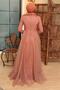 Beaded Embroidered Tan Hijab Evening Dress 22694Tb - 2