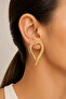 Women Earrings Half Line Pattern Hollow Large Slope Heart Earrings - 2