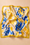 Women's Green Cobalt Blue Patterned 70X70 cm Satin Scarf, Silky Textured Square Waist Hair and Bag Accessory - 5