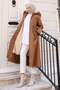 Fur Collar Lace-Up Waist Coat Brown 19269