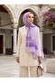 100% Pure Silk Shawl Thin Satin Voile Woven Floral Pattern Lilac Color 90X210 Shawl - 2