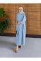 Women's Embroidered Bat Sleeve Denim Dress - 3