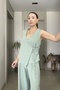 Cross-Tied Waist Elastic Waist Draped Vest Trousers Suit - 2