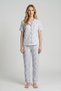 Women's Gray Floral Pocket Cotton Short Sleeve Pajamas Set - 2