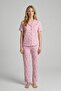 Women's Pink Floral Pocket Cotton Short Sleeve Pajama Set - 2