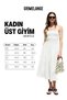 Montle Women's 100% Organic Cotton Strappy Collared Waist-Fitted White - Black Dress - 6