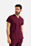 One Top Burgundy Stretch Fabric Unisex Medical Nurse and Doctor Uniform Surgical Wear - 3