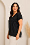 Women's Viscose Slim V-Neck Short Sleeve Blouse - 3