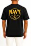 تي شيرت كبير الحجم مطبوع عليه Navy على الصدر والظهر للجنسين - 2