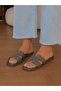 Women's Multi Crystal Minimal Stone Detailed Comfortable Stylish H Slippers - 4