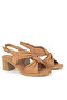 , Women's Genuine Leather Heels Sandals 1611020Z2213 Camel - 4