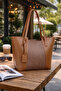 Vizon Textured Panel Shoulder Bag |   Mink Mt1589 - 3
