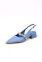 Laura Blue Color Open Back Matte Satin Fabric Women's Short Heeled Shoes - 8