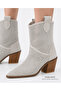 Handy Women's Western Cowboy Heeled Summer Short Boots Stone White - 2