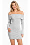 Gray Melange Madonna Collar Slim Fit Camisole Mini Dress - 2