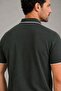 Khaki 100% Cotton Piped Half Zip Polo Neck Knitwear T-Shirt - 4