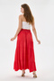Red Italian Elastic Waist Long Viscose Skirt Size 38 - 42 - 3