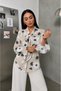 Women's Blouse Patterned Long Sleeve Tie-Down Scarf Collar Comfortable Fit Elastic Ruffle Sleeve Viscose Shirt - 2