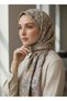 100% Pure Silk Shawl Thin Satin Voile Woven Ethnic Patterned Stone Colored 90X210 Shawl - 6