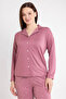 Women's Powder Star Baby Collar Trousers 2-Piece Pajama Set - 2