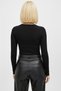 Women's Black Long Sleeve Crew Neck T-Shirt Blouse Camisole Ribbed - 4