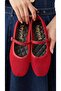Women's Red Strappy Buckle Mesh Ballerinas 1cm Byndfile01