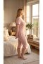 Angelique Bamboo Fabric Short Sleeve Lace and Button Detailed Polka Dot Patterned Women's Capri Suit 22271-72 - 3